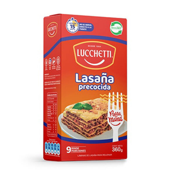 Lasaña precocida lucchetti 360g
