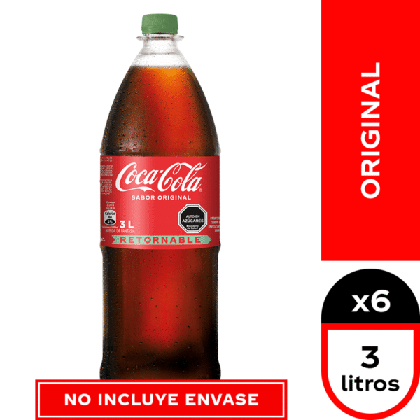 coca cola  3 litros retornable sabor origina